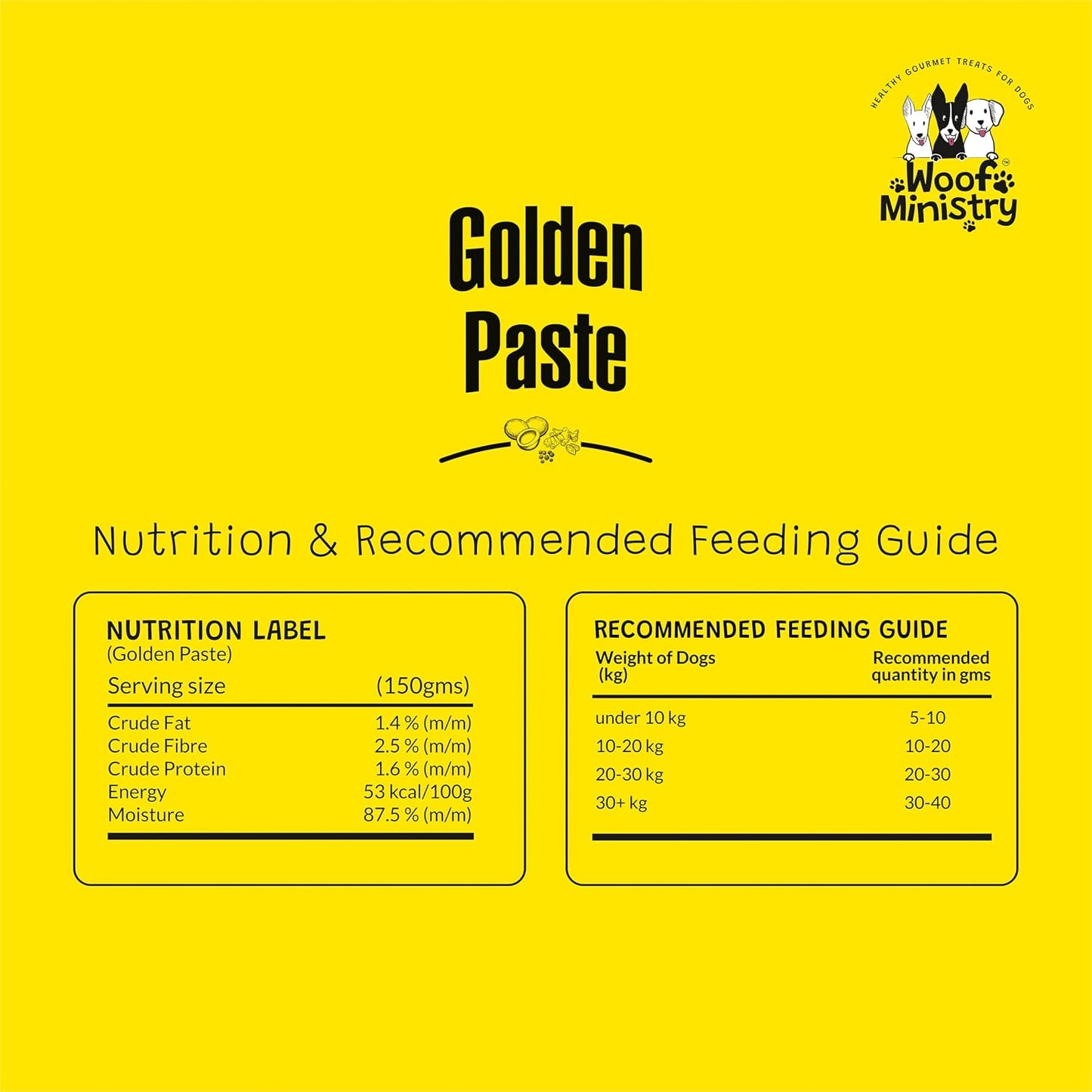 Woof Ministry Golden Paste for Dogs I Freshly Made & Ready to Serve IHealthy Meal Topper & Supplement I Preservative FreeI I Natural Superfood Blend with Turmeric & Black Pepper IAids in Immune System