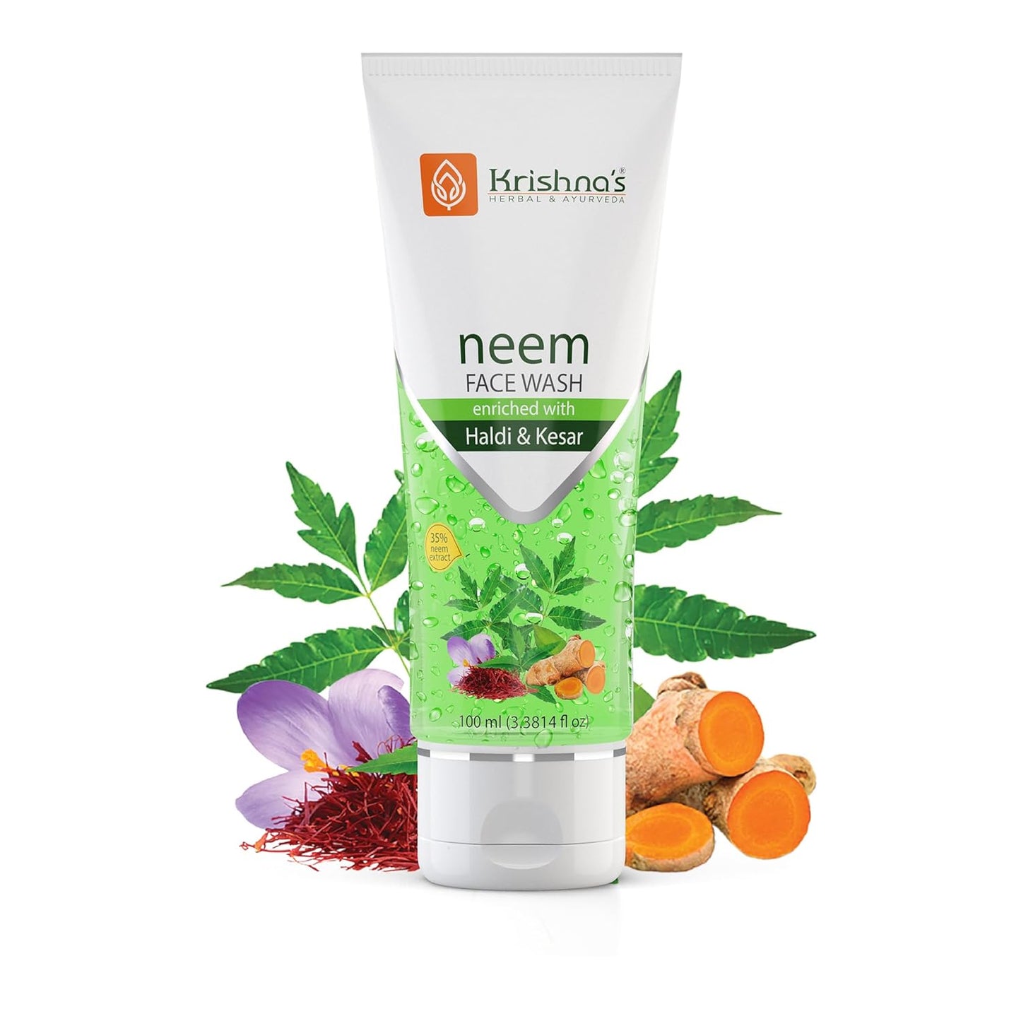 Krishna's Neem Face Wash - 100 ml | Ayurvedic expert for Acne & Pimples | Goodness of Neem, Turmeric & Saffron