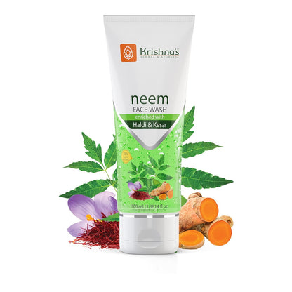 Krishna's Neem Face Wash - 100 ml | Ayurvedic expert for Acne & Pimples | Goodness of Neem, Turmeric & Saffron