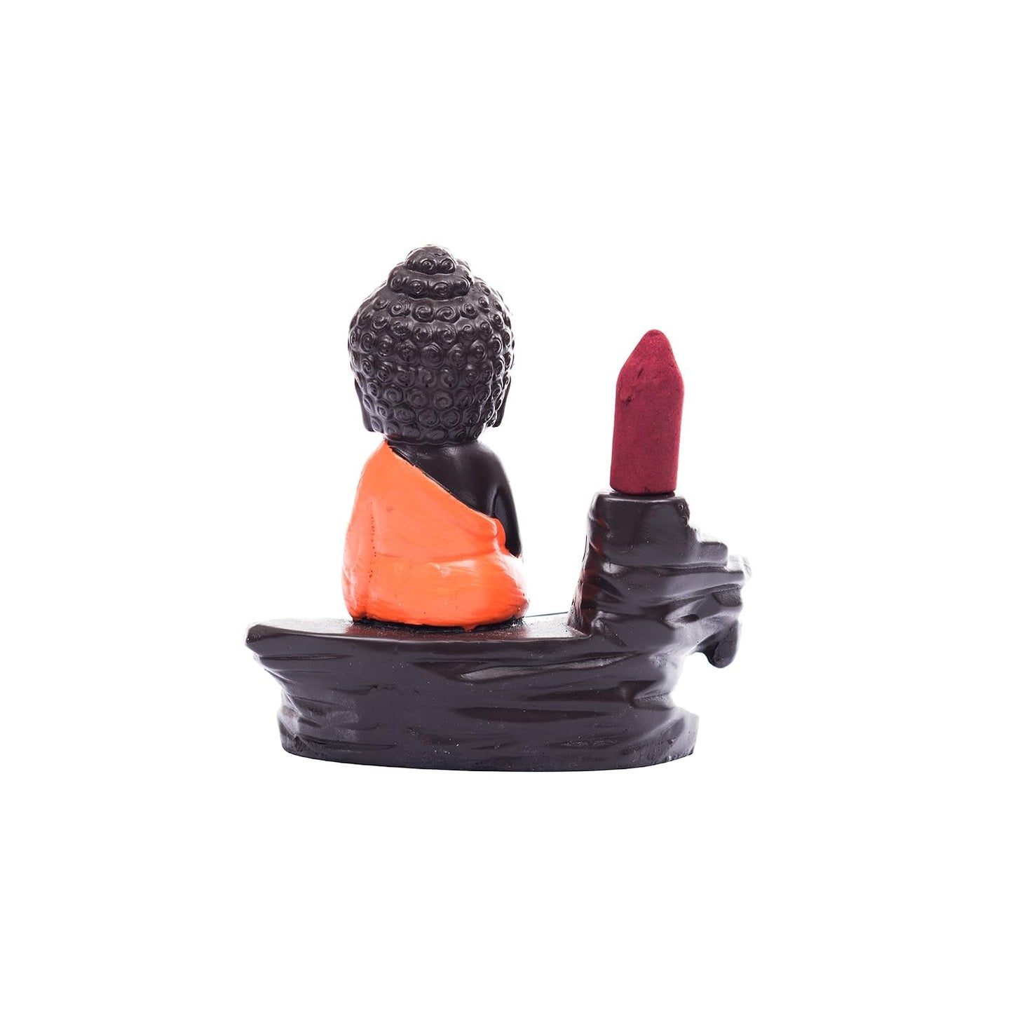 eCraftIndia Buddha Smoke Backflow Incense Holder (7.01 cm x 7.01 cm x 11.98 cm, Brown and Red)