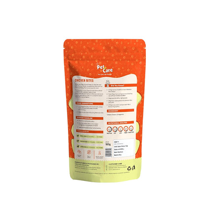 Pet en Care Chicken Bites Dog Treats, 100 gm | Protein Rich | Vitamin Enriched | All Breeds and Sizes