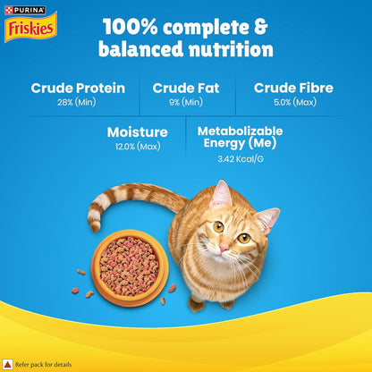 Purina Friskies Seafood Sensations, Dry Food for Adult Cats, 1kg Pack | With Tuna, Salmon, Whitefish, Crab & Shrimp Flavours, 100% Complete & Balanced Nutrition, Omega 3 & 6, Taurine, Calcium