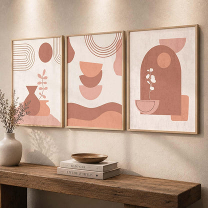 Boho Art Home Decoration Modern Paintings With Frame For Living Room Bed Room Hotel Wall Decor Digital Reprint Set of 3 (13x17 inch)