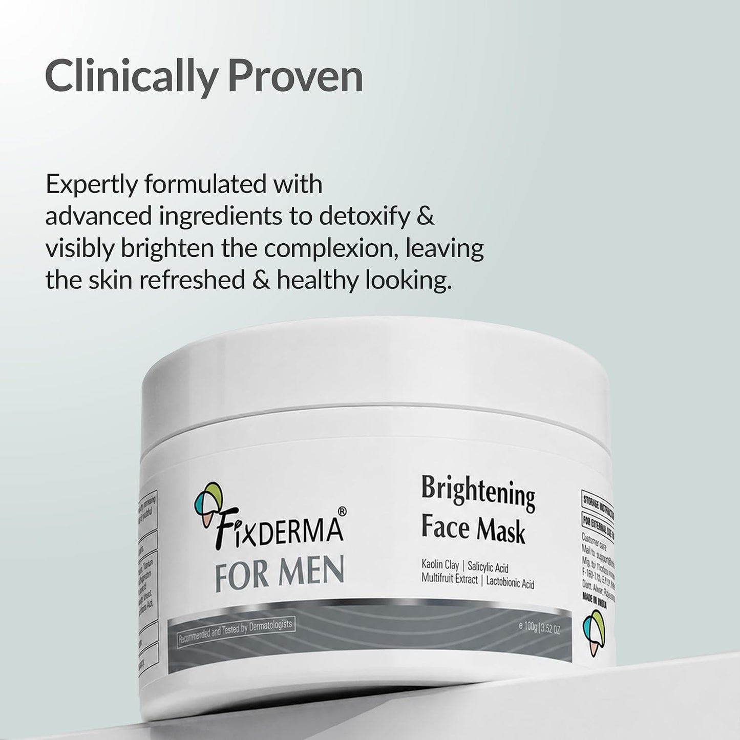 Fixderma Brightening Face Mask for Men | Clay Mask For Blackheads - 100g