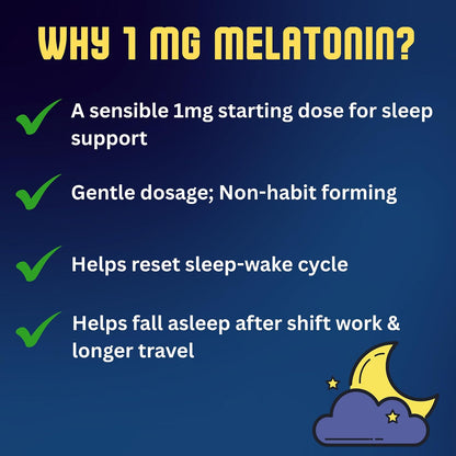 Suplee Melatonin 1 mg (60 Tablets) | For Deep Sleep Support | Non-Habit Forming | Helps Regulate Sleep-Wake Cycle
