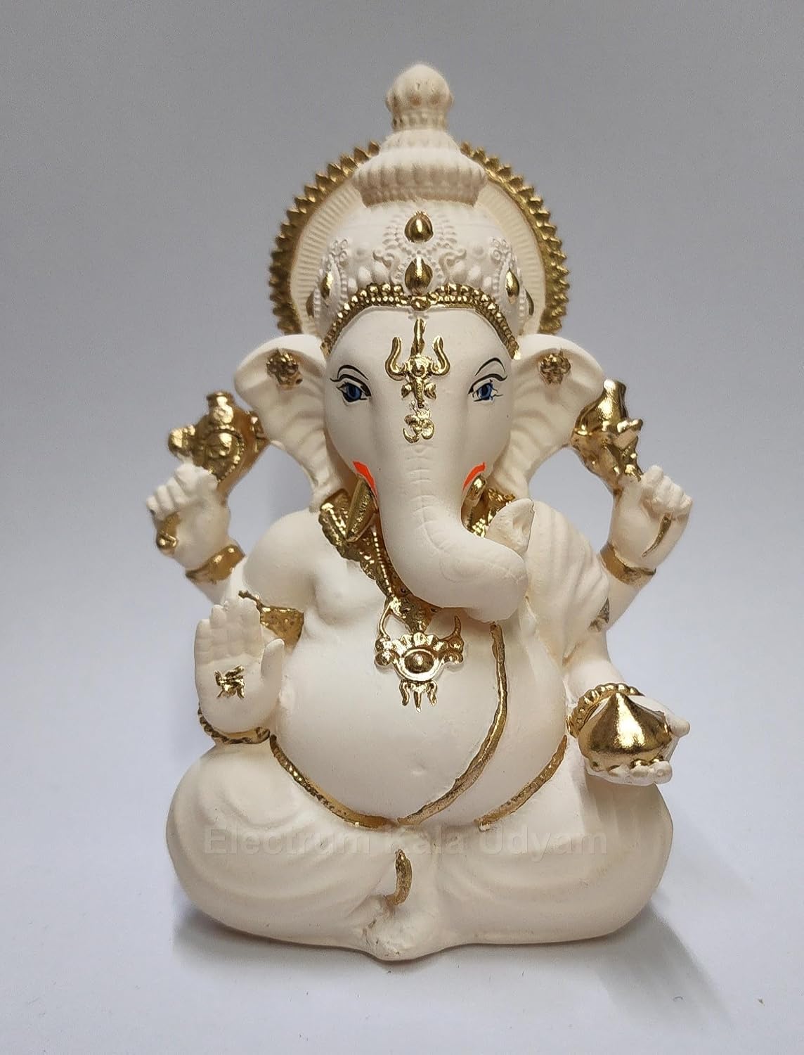 Peach Ivory Terracotta Vinayagar Ganesha Idol Perfect for Car Dashboard, Office Desk, Home Decor, and Gifting | (PEACHTERRVINAYAGAR 4")