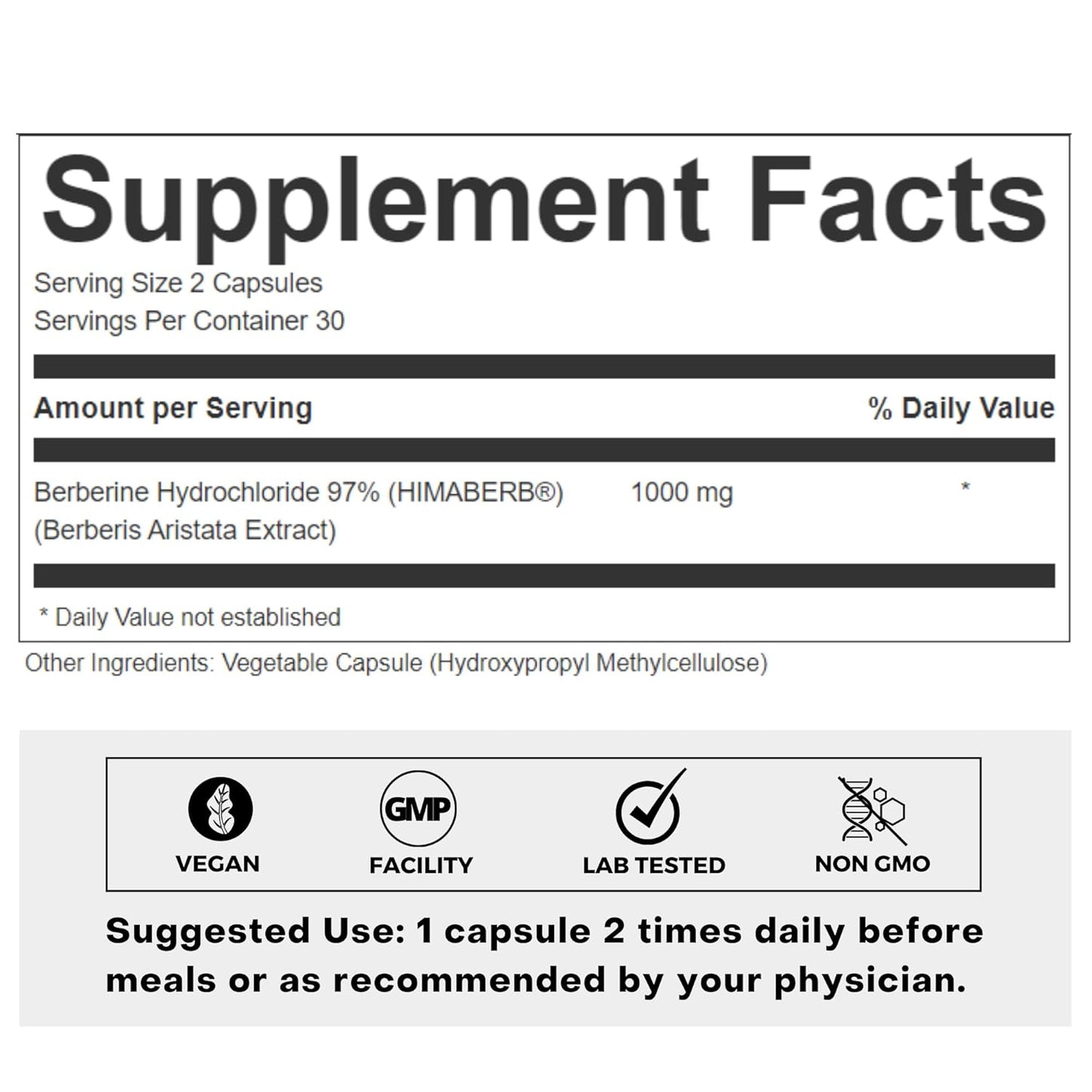 FOLIUS LABS Clean Label Berberine HCl 97% - Clinically Studied Ultra High Strength Pure Berberine Supplement 500mg - Support Blood Sugar, Lower Cholesterol, PCOS supplements - 60 Capsules