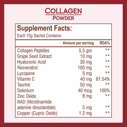 Biotrex Nutraceuticals Collagen Powder Supplement - 15 Sachets For Men & Women, Marine Collagen Powder Supports Healthy Skin, Luscious Hair, Flexible Joints, Shiny Nails, Cranberry Flavour