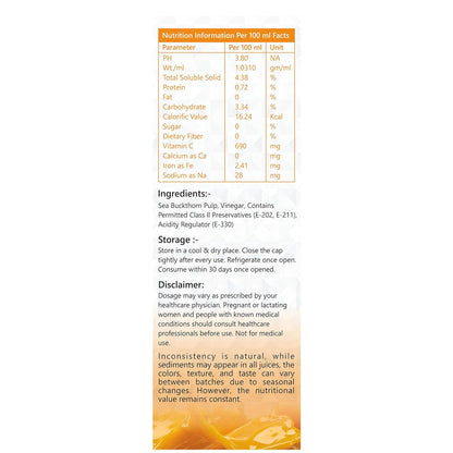 Growfitz Himalayan Sea Buckthorn Pulp Concentrate 1L | Cold-Pressed | Makes 160 Glasses, Natural Vitamin C, Omega 3 6 7 9, Antioxidants | Immunity, Skin Glow & Gut Health Support | Seabuckthorn Juice