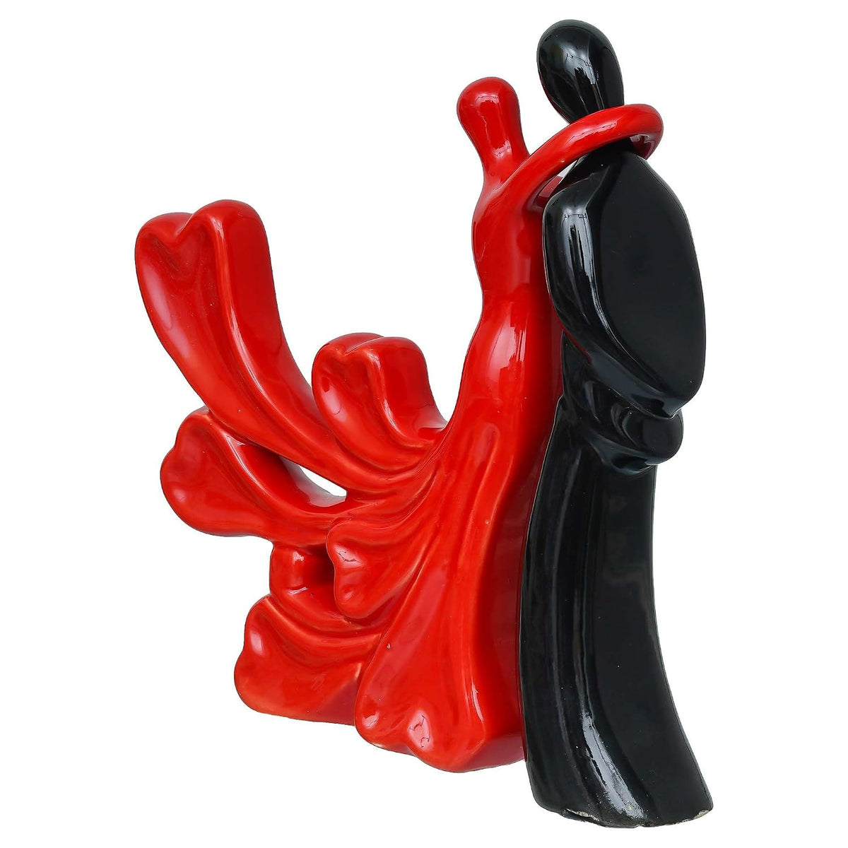 eCraftIndia Romantic Hugging Couple Showpiece(Resin, Red Black)|Decorative Loving Couple Statue|Home Decor Items for Living Room Bedroom Hall Office Desk| Gifts for Anniversary Valentines Day Birthday
