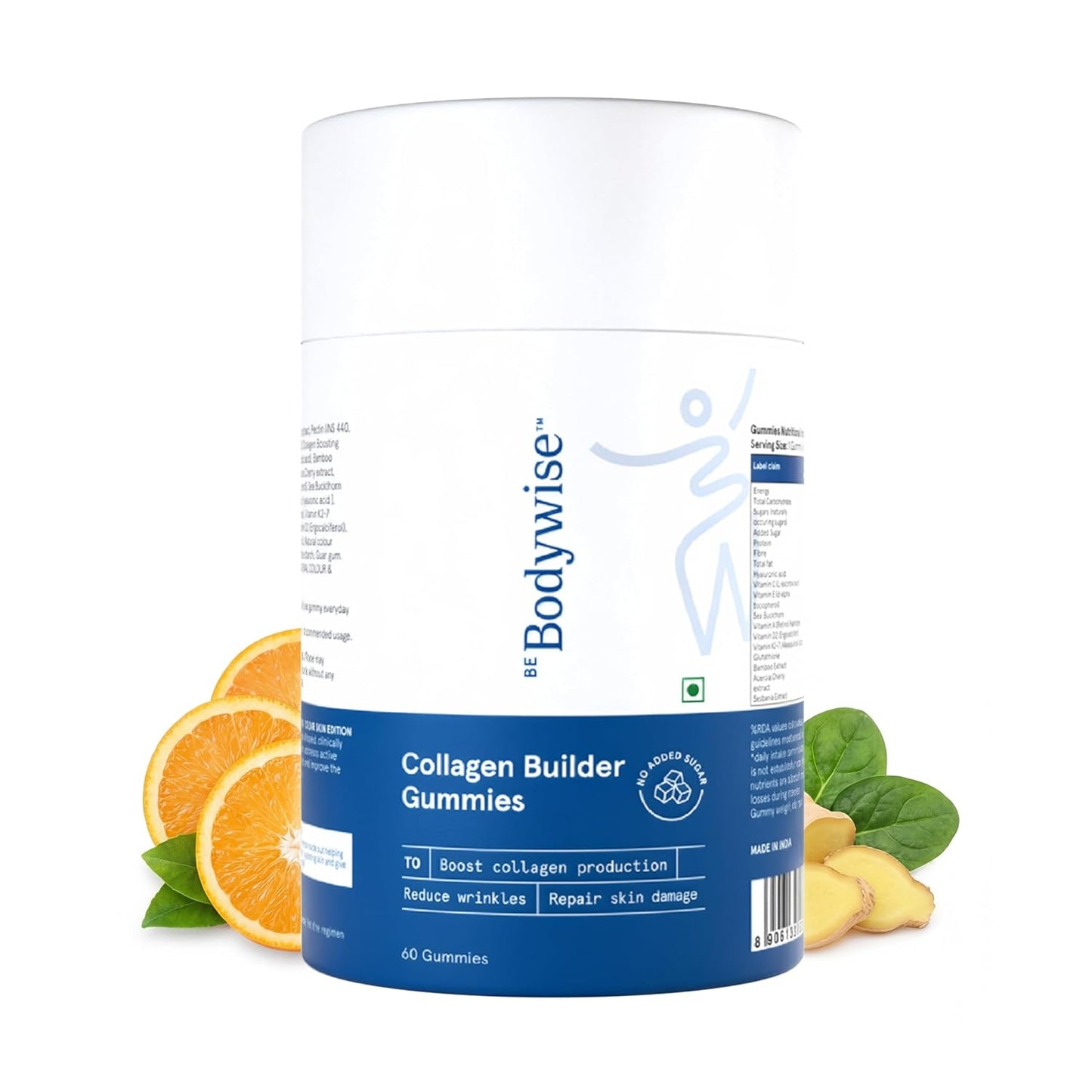 Be Bodywise Collagen Builder Gummies for Skin Regeneration | 60 Day Pack | With Sesbania Extract & Multivitamins | Improves Skin Elasticity, Reduces Signs of Aging & Repairs Damaged Skin