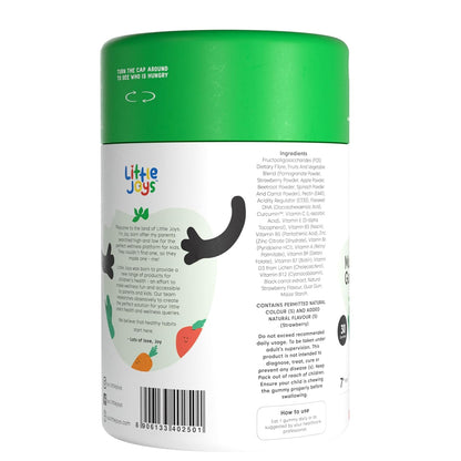 Little Joys Multivitamin Gummies | 7-12 Years |With 11 Vitamins & Minerals | 30 Day pack | Improves Immunity, Bone health & Antibody Production | No Added Sugar | Strawberry Flavour