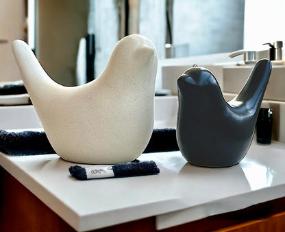 Ceramic Birds Figurines Ceramic Blessing Birds Figurine Home Decorations Accessories Set of 2 (Beige and Black Matte)