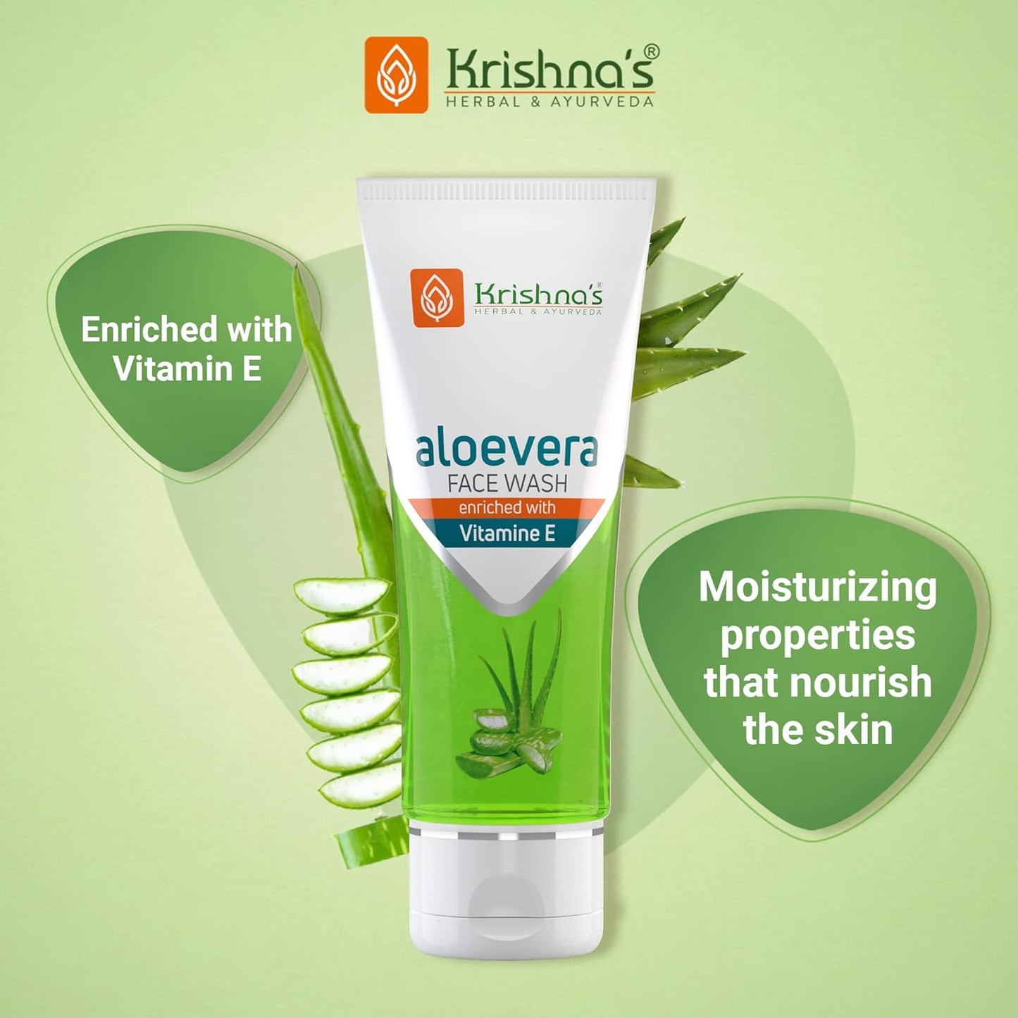 Krishna's Aloe Vera Face Wash - 100 ml | Softening & Supple Face Wash for Daily Use with Goodness of Aloe Vera