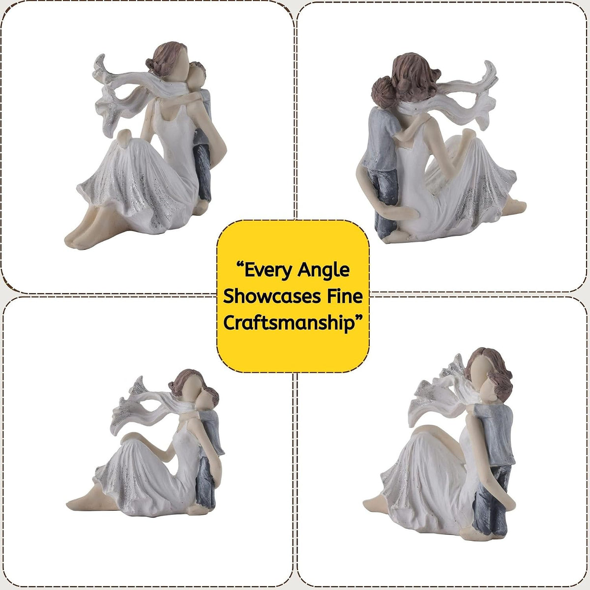 Mother and Baby Son Statue Showpiece, Handmade Mother and Child Sculpture for Home Decor, Birthday Gift, Table Top, Mother's Day, All Occasion (5.5x2.8x5.4 Inches)