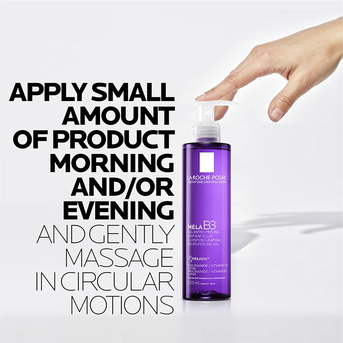 Purple bottle with text on a white background