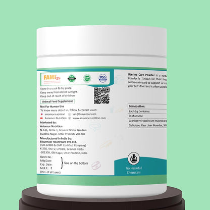 Aniamor Uterine Care Powder for Dogs and Cats|Cranberry with D- Mannose|Pet Supplement|Female Dog Care|All Life Stage|200gm Jar