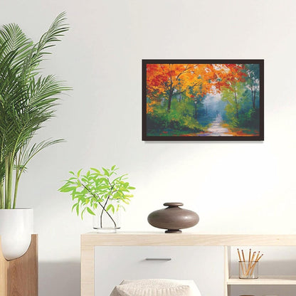 Tree Scenery Framed Photo, Wall Hanging Home Decor Painting for Living Room & Bedroom Decoration (18 x 12 Inch,Paper)