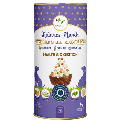 Pawfect Nature's Munch Health & Digestion Dog Treat| For Better Health and Digestion for Dogs| Freeze-Dried bite size| All natural| Grain & Gluten free| Low calorie| Healthy Training Treats(75g/2.7oz)