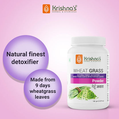 Krishna's Wheatgrass Powder - 100 g (Pack of 1) | Prepared from 9th day picked fresh wheatgrass leaves | Finest Herbal Detoxifier | Builds a Strong Immune System