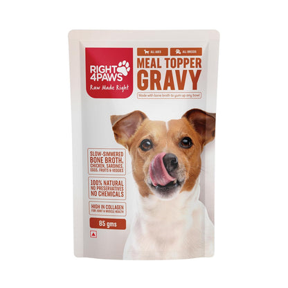 RIGHT4PAWS Natural Meal Topper Gravy - Chicken, Sardine & Bone Broth for Dogs - High in Collagen & Nutrient-Rich - 100% Natural, No Preservatives, Supports Joint & Muscle Health