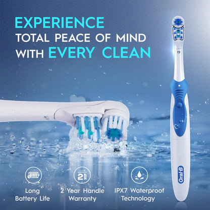 Oral B Cross Action AA Battery Electric Toothbrush for Adults, 90 Day Battery, 2 Year Warranty by Oral-B, IPX7 Water Resistant, Soft Crisscross Bristles (Blue, 1)