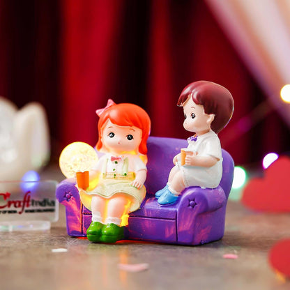 eCraftIndia Cute Romantic Couple Showpiece Sitting on Sofa | Anniversary Valentine Gift for Girlfriend Boyfriend Husband Wife Special Love Her Him | Valentine Day Decoration Items