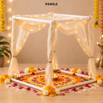 PANCA 40cm Ganpati Mandap for Ganesh Chaturthi Idol Home Decor | Ganesh Murti Sthapana Stand | DIY Pooja Pandal Backdrop Frame Setup | Home Temple Decoration Platform