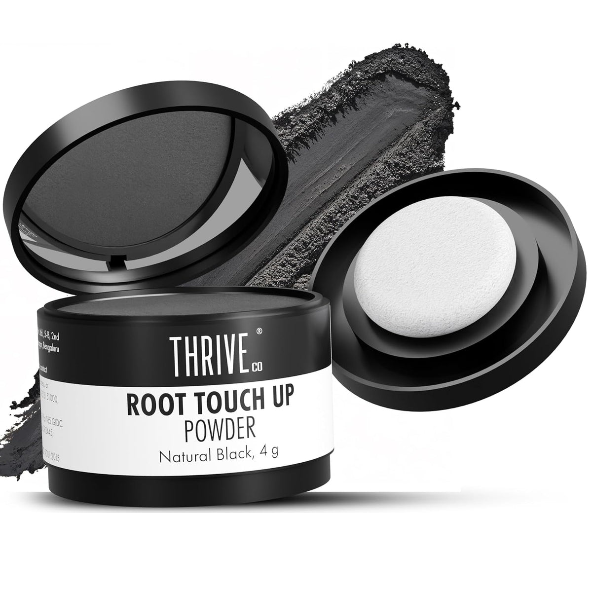 ThriveCo Root Touch-Up Powder – Natural Black | Instantly Covers Up Greys & Bald Spots | Non-Sticky, Mess-Free Application | With Hyaplex™ Anti-Breakage Technology |Cover-Up Hair Powder, 4 g