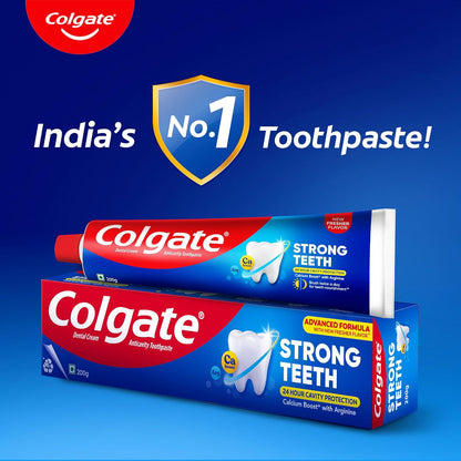 Colgate Strong Teeth Toothpaste with Amino Shakti for Cavity Protection - India's No.1 Toothpaste (200 g)