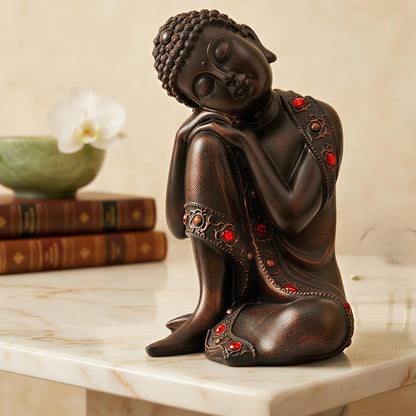 Buddha Idol Statue | Show Pieces for Home Decor Living Room (Antique Copper)