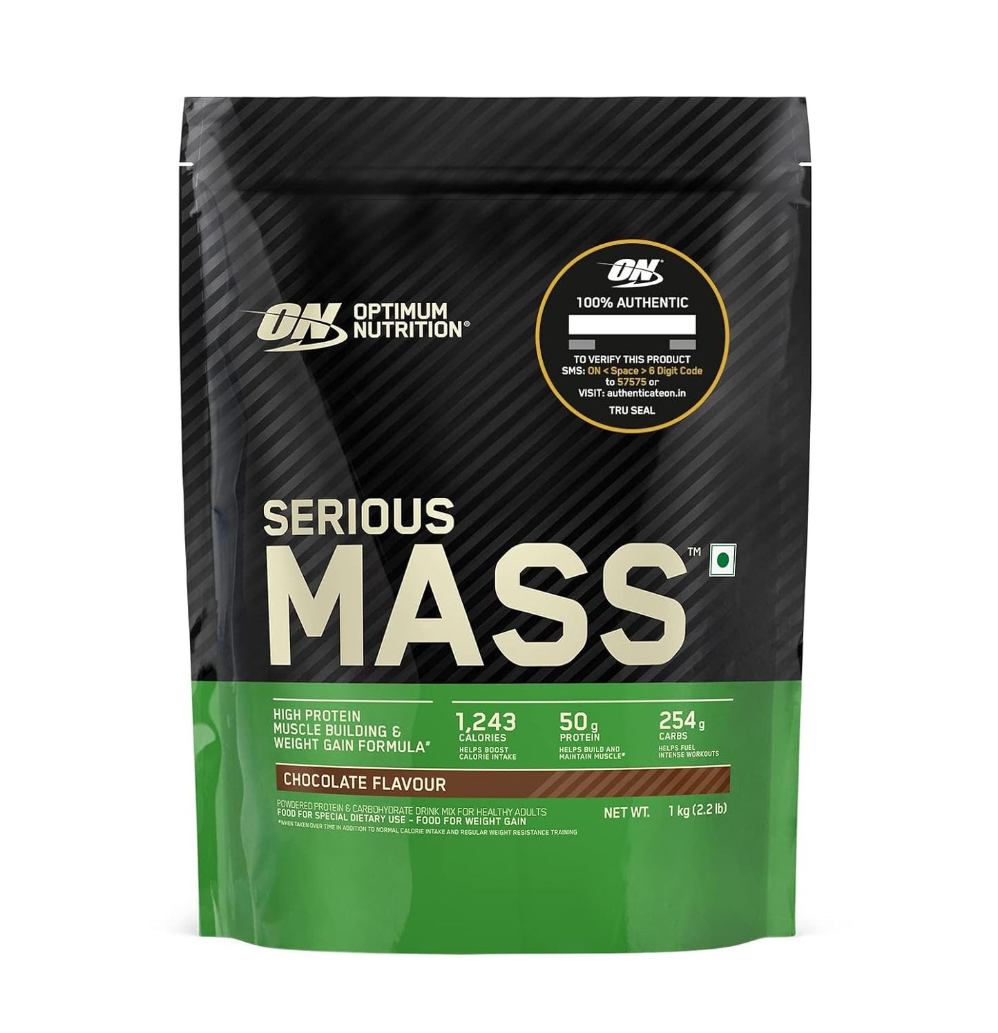 Optimum Nutrition (ON) Serious Mass High Protein High Calorie Weight Gainer Powder - 1 kg with Vitamins and Minerals, Vegetarian