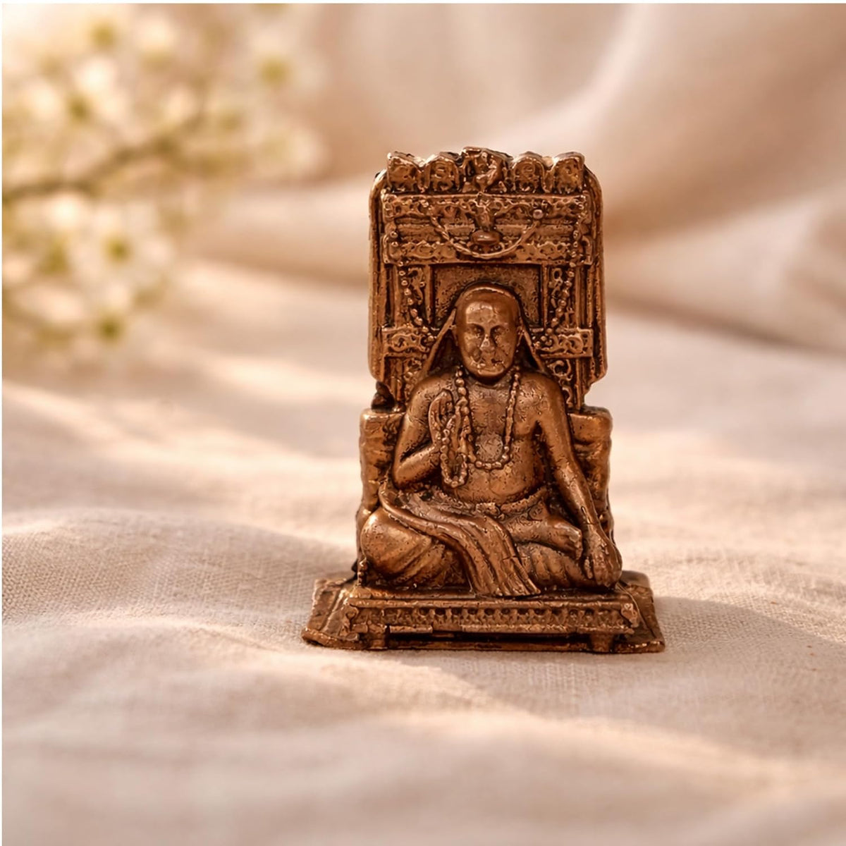 Pure Copper Raghavendra Swamy Murti | Handcrafted Copper Idol for Pooja Room, Vastu Decor | Traditional & Auspicious Religious Hindu God Showpiece & Gift Item | 41gm (5x3.5 cm)