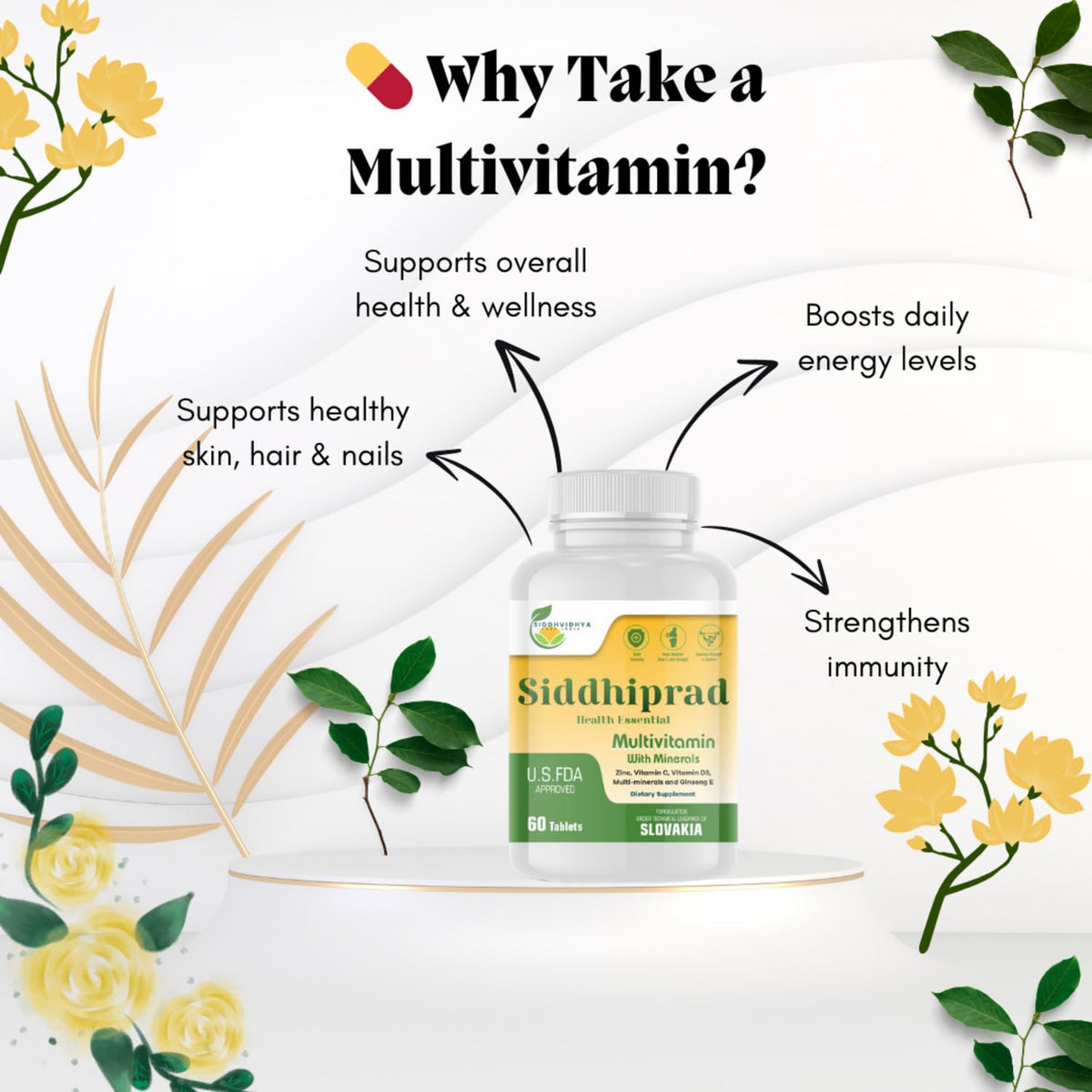 SIDDHIPRAD Complete Nutrition Multivitamin 120 Tablets for Adults_(MOQ-2)| Daily Health Supplement with Vitamins & Minerals, Supports Immunity Booster, Energy, Stamina and Overall Wellness for Men and Women