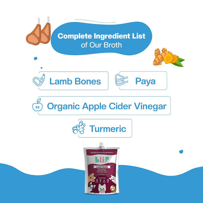 BLEP Dog Food Adult & Puppy, Lamb Broth, Dog Food, Dog Wet Food | Collagen Rich | Bone Broth | Ideal for All Breeds | Zero Preservatives |100 ml (Pack of 1)