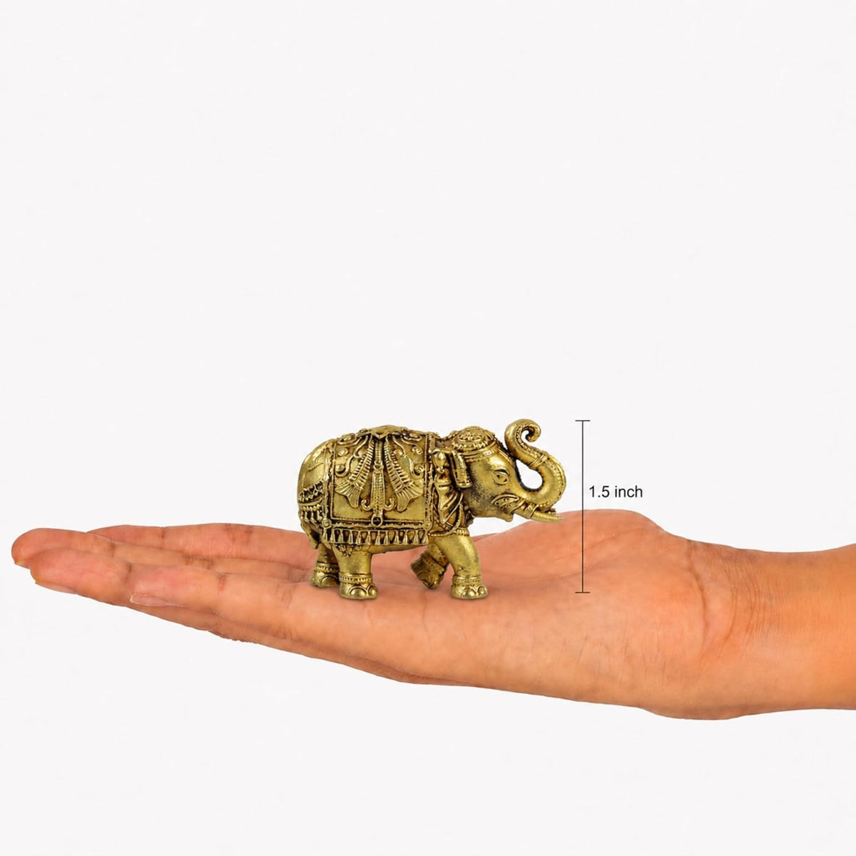 1.5 Inch Pure Brass Elephant Statue | Vastu Showpiece for Home Temple, Mandir, Office Desk & Living Room | Good Luck Gift & Home Decor