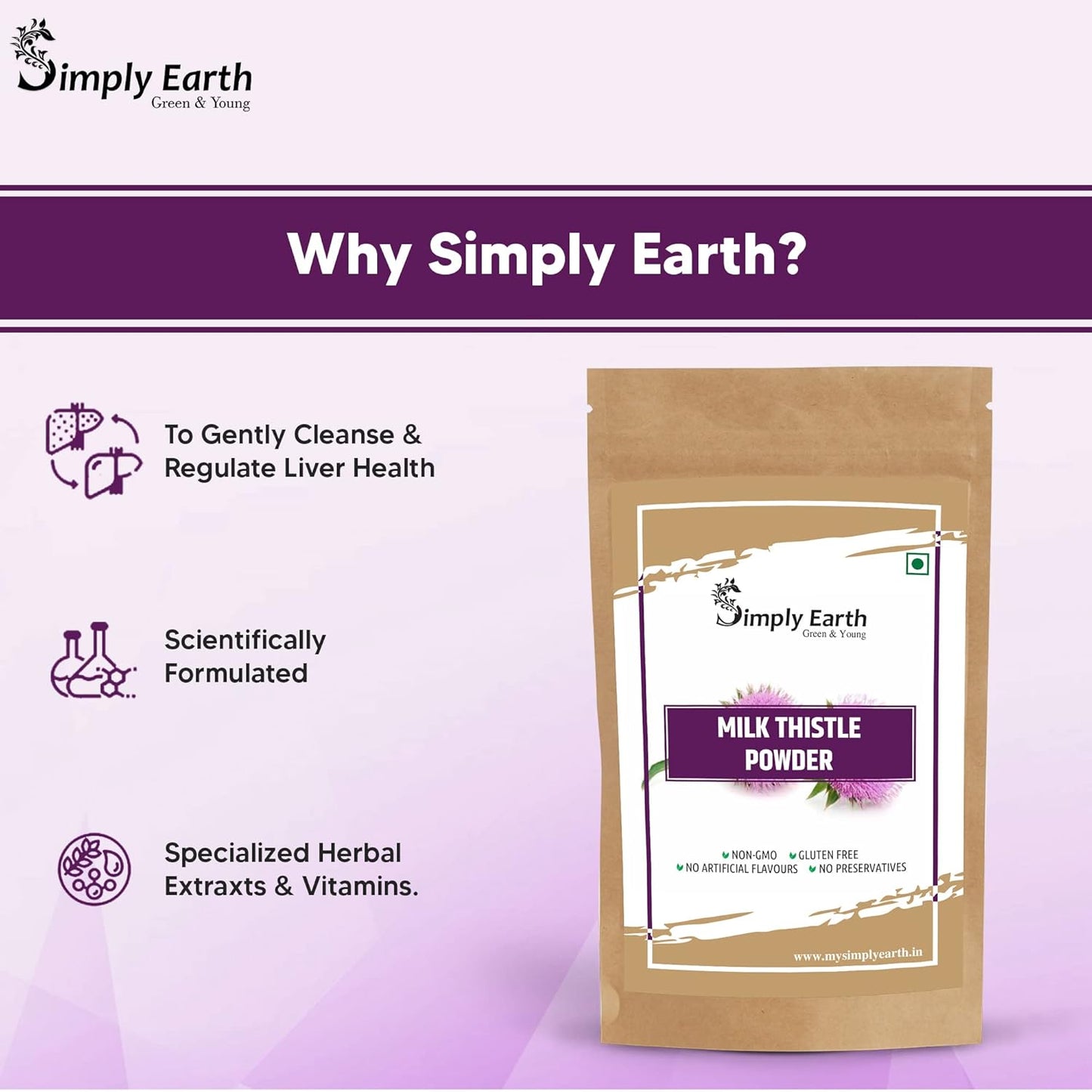 Simply Earth Pure & Natural Milk Thistle Seeds Powder(200GM) for Boosting Liver Health and Lowering Cholesterol | Wellness Drink - in Different Packs