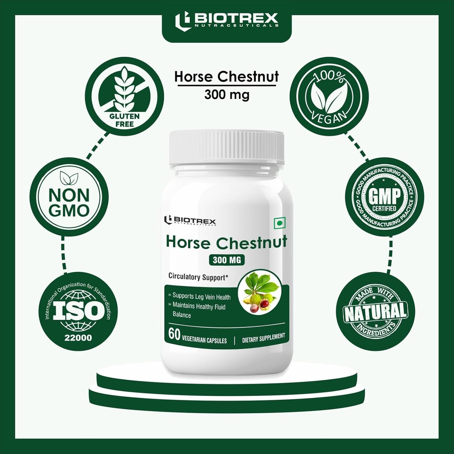 Biotrex Nutraceuticals Horse Chestnut 300mg - 60 Veg Capsules
