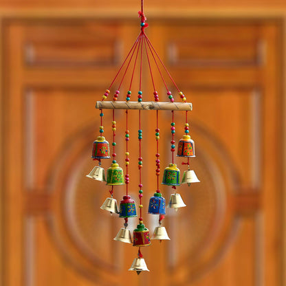 eCraftIndia Multicolour Handcrafted Decorative Window Door Wall Hanging Bells Wind Chimes Showpiece| Diwali Decoration Items for Home Decor| Gift for Diwali Navratri Housewarming