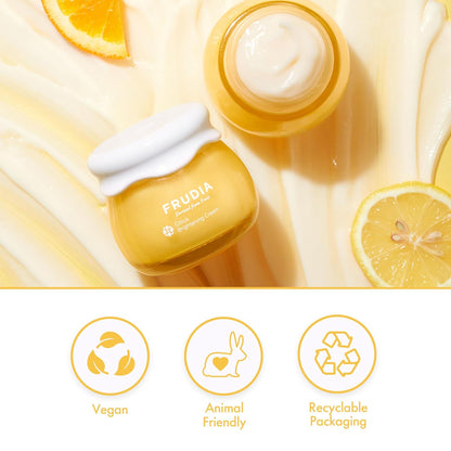FRUDIA Citrus Brightening Face Cream, Vitamin C Korean Face Moisturizer w/61% Mandarin Peel Extract, Melazero & Vitamin C for Radiant Skin (0.35 fl oz)