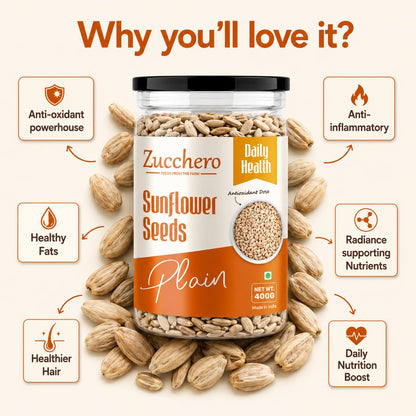 Zucchero Roasted Premium Sunflower Seed, Salted, Flavorful | Healthy Fat | Dry Roasting | Oil-Free| Slow baked Seeds