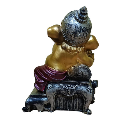 Ganesha Ganesh Ganpati Gajanan Statue Idol Murti Gift Item Decorative Showpiece Multicolor Polyresin Pack of 1 (B012)