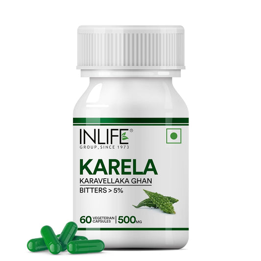 INLIFE Karela Capsules 500mg | Extract - Ayurvedic Herbal Supplement for Sugar Management - 60 Vegetarian Capsules (Pack of 1)
