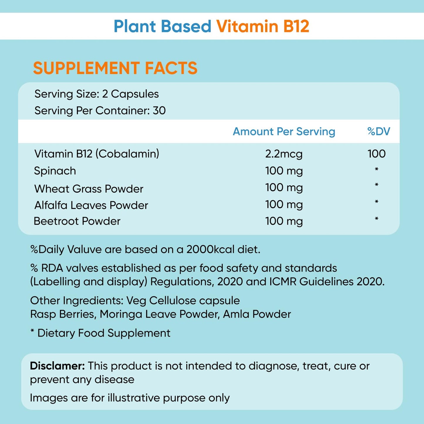 Herbalmax Plant-Based Vitamin B-12 2.2mcg – 60 Veg Capsules | Boost Energy & Metabolism, Supports Healthy Nervous System, Brain Function, Mental Clarity & Focus for Men & Women