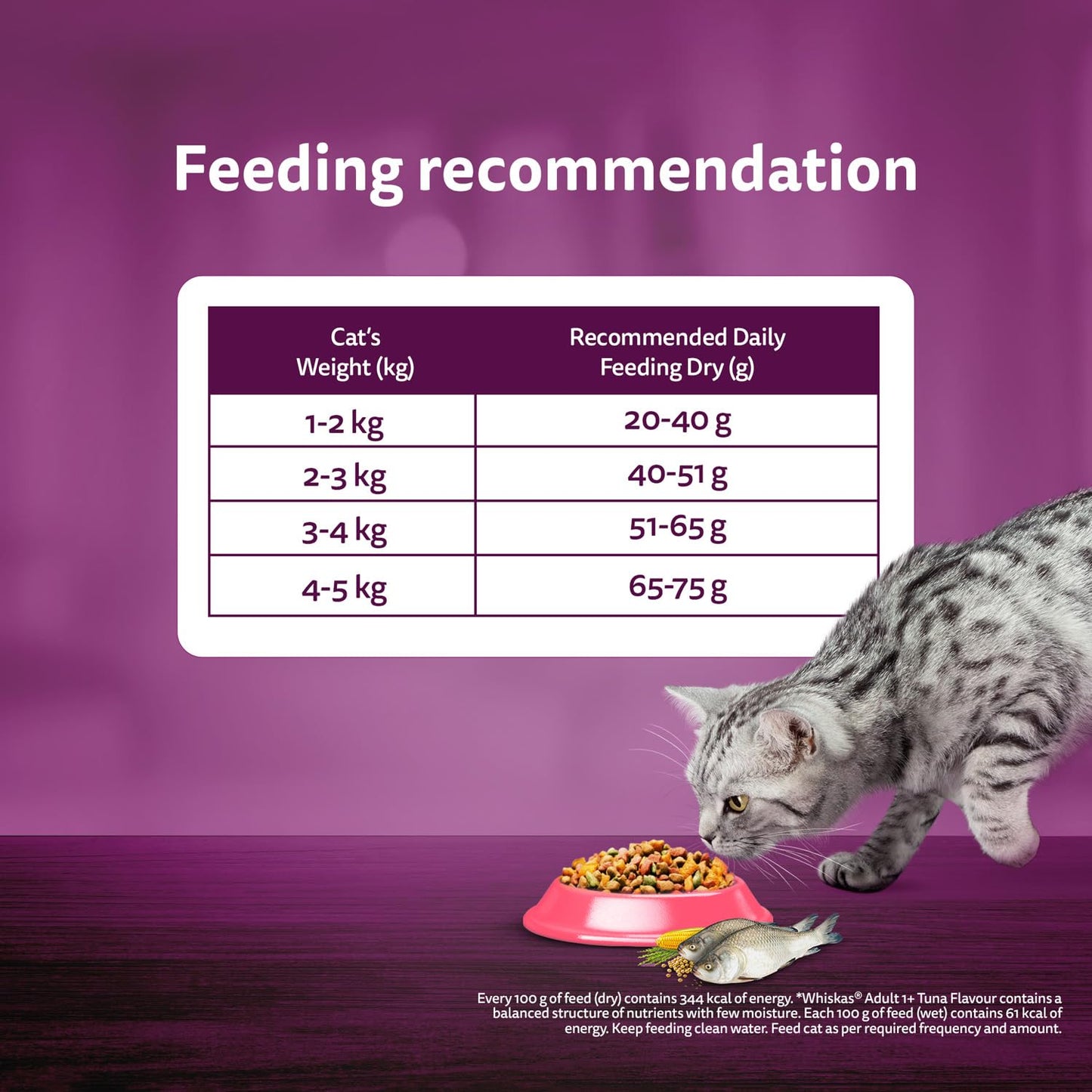 Whiskas Adult (1+ Years) Dry Cat Food, Catla Fish Flavour, 450 g, Powered with 40 Essential Nutrients, Complete & Balanced Nutrition for Adult Cats