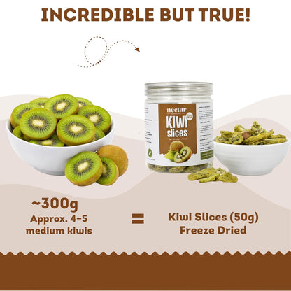 Nectar Superfoods Freeze Dried Kiwi slices- 50 grams Jar-Pack of 1 Nos | 100% Natural & Pure | No Preservatives, No Sugar Added, Vegan | Ideal for Cooking & Seasoning | Made in India