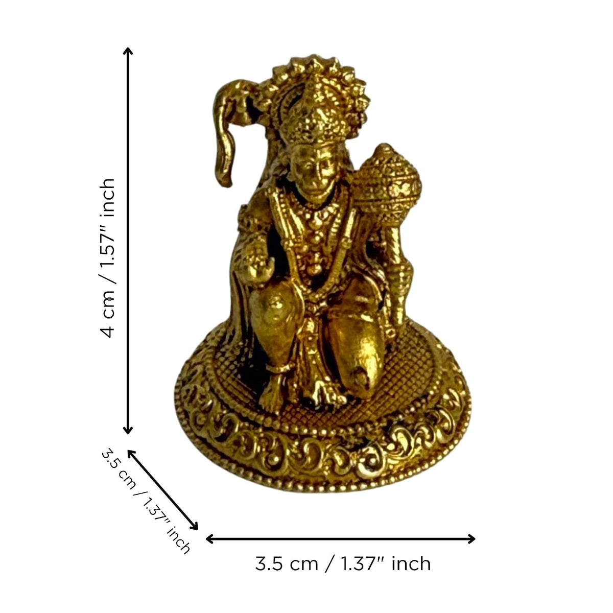 eCraftIndia Gold Brass Hanuman Idol for Daily Pooja Rituals Home Temple | Hanuman Ji Statue Figurine Bajrangbali Murti