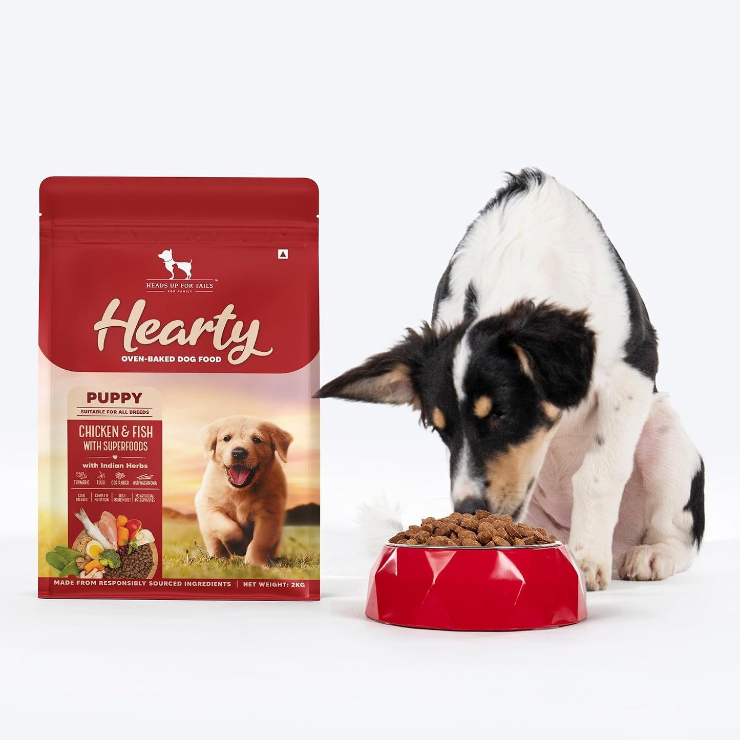 Hearty by HUFT Puppy Dry Food | Oven-Baked Chicken & Fish, All Breeds - 250 gm | Complete & Balanced Food for Puppy | No Corn, Soy, GMO or Added Flavours | Farm-Fresh Ingredients