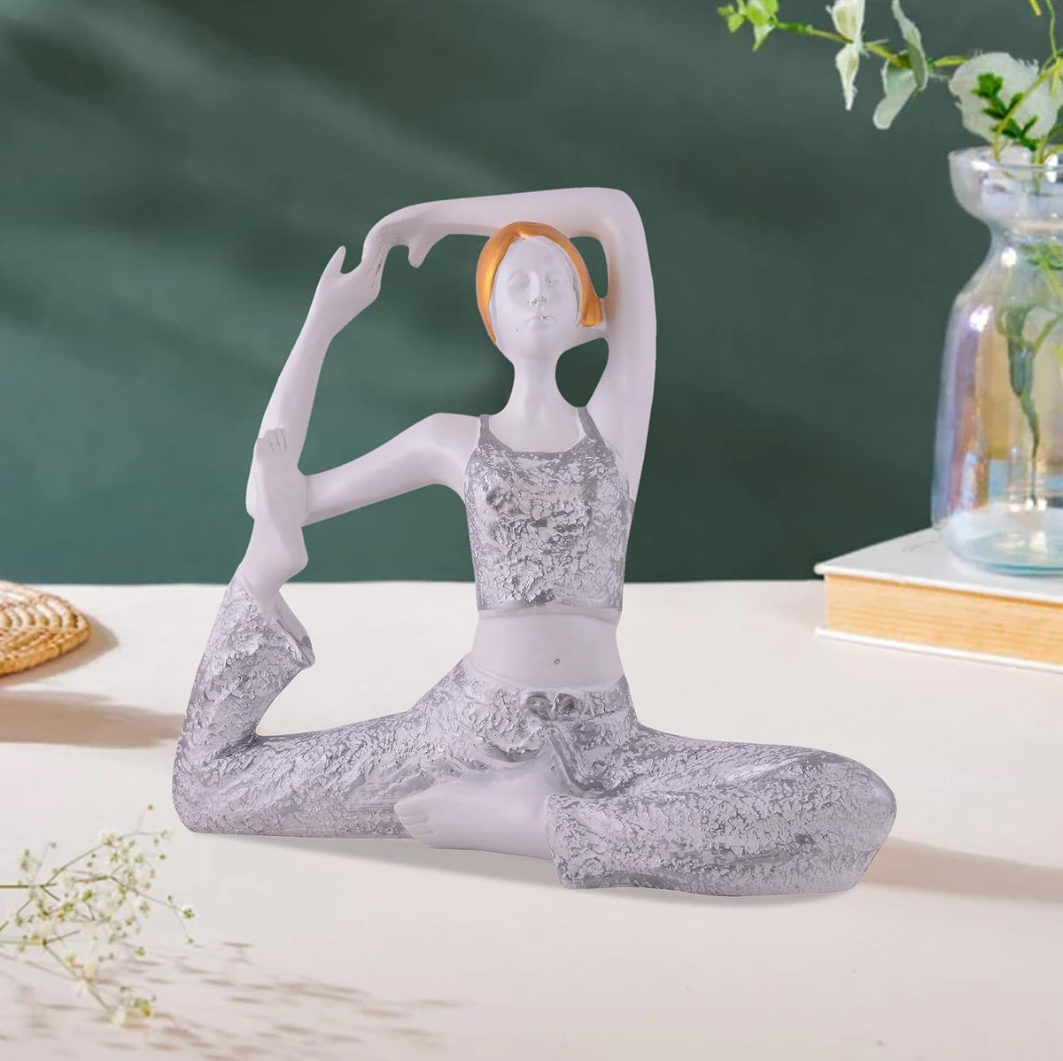Resin Yoga Lady Home & Office Decor Fantasy Showpiece (Y500),White