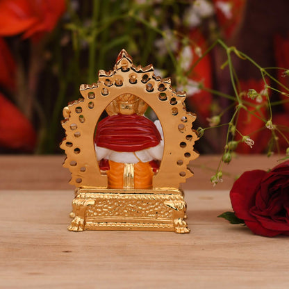 Gold Plated Ganesha Idol Statue for Gift - God Ganesh Ganpati Sitting Idols Sculpture Good Luck & Success for Home Puja Gifts (Size 3.5 x 2 Inches)